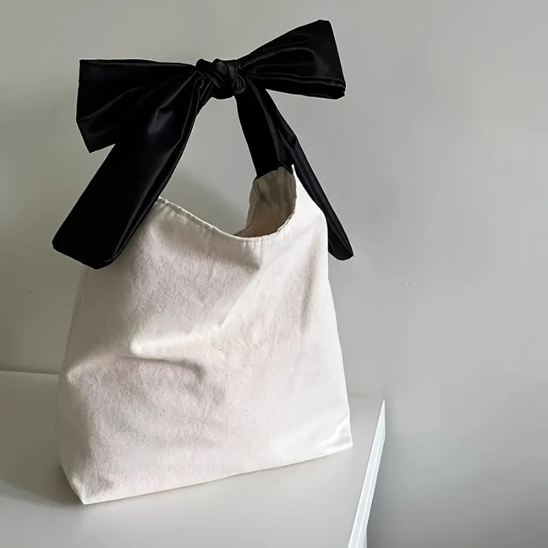 

Elegant Women's Bow Handbag, Detachable Shoulder Strap, Stylish and Simple Large Capacity Shopping Bag Shoulder Bags