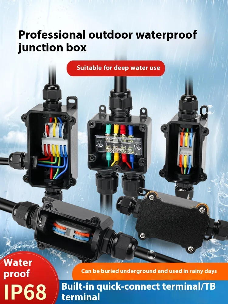 

Outdoor Power Cable Waterproof Box Junction Box Threading Box Quick Wiring Terminal Can Be Buried in Water IP68