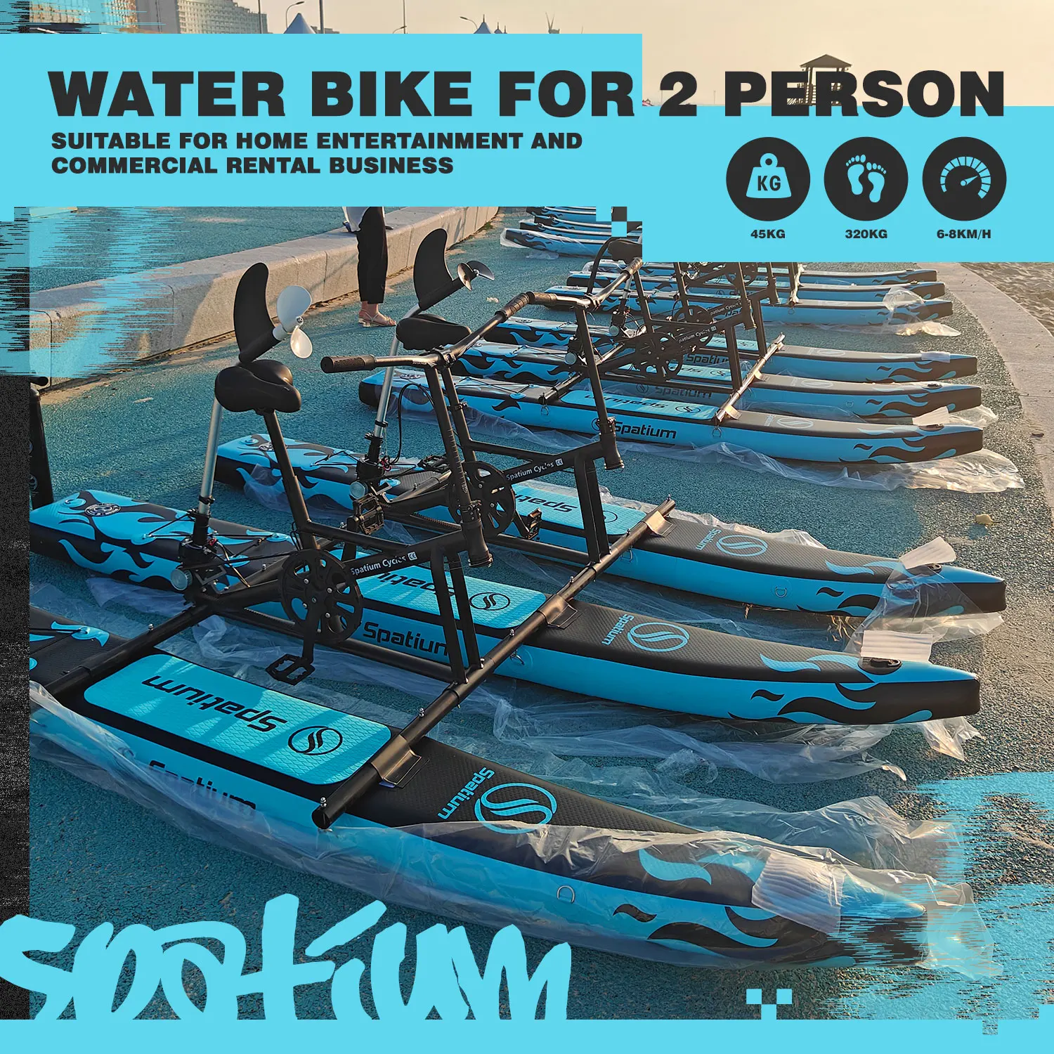 New Arrival Inflatable 2 Person Hydro Sea Water Bike Bicycle Pedalo Boat