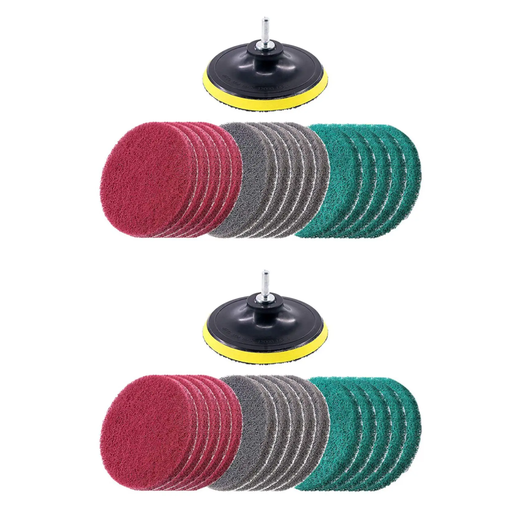A36T-32Pcs 5 นิ้ว 3 สีแผ่นขัดเจาะขับเคลื่อนแปรงกระเบื้องScrubber Scouring Padsชุดทําความสะอาด