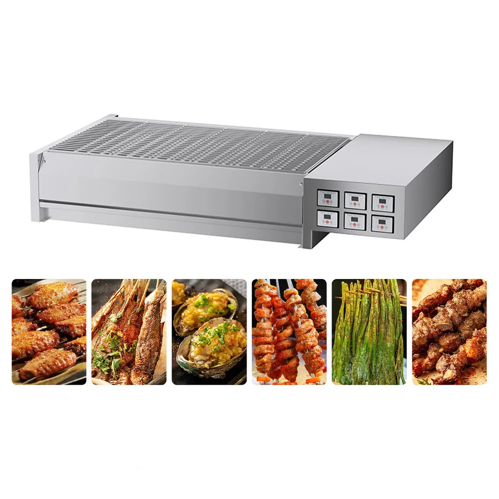 Portable Electric Barbecue Grill Six Independent Temperature Control with Two Sides Heating Smokeless Barbecue Grill