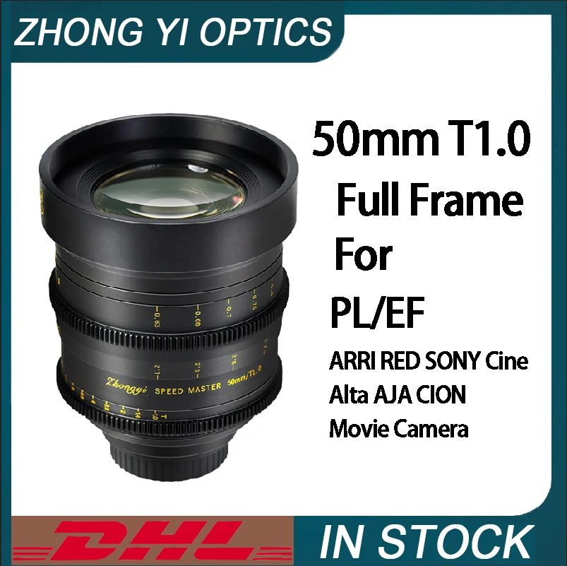 Zhongyi 50mm T1.0 PL/EF Cine Lens Manual Focus for For ARRI RED SONY Cine Alta AJA CION Movie Camera