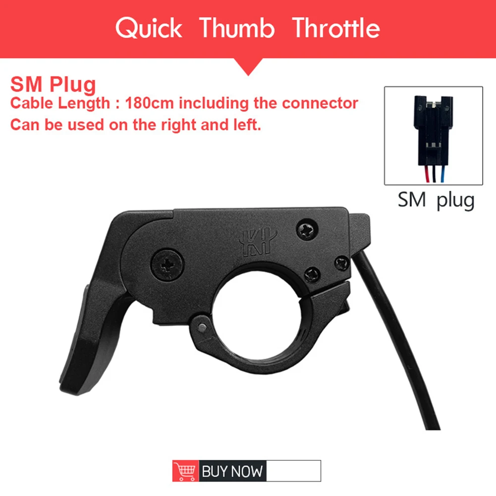 E-Bike Thumb Throttle Part Replacement Right Accessories Black For 22.2mm Handlebars Waterproof 180cm(SM)/25cm