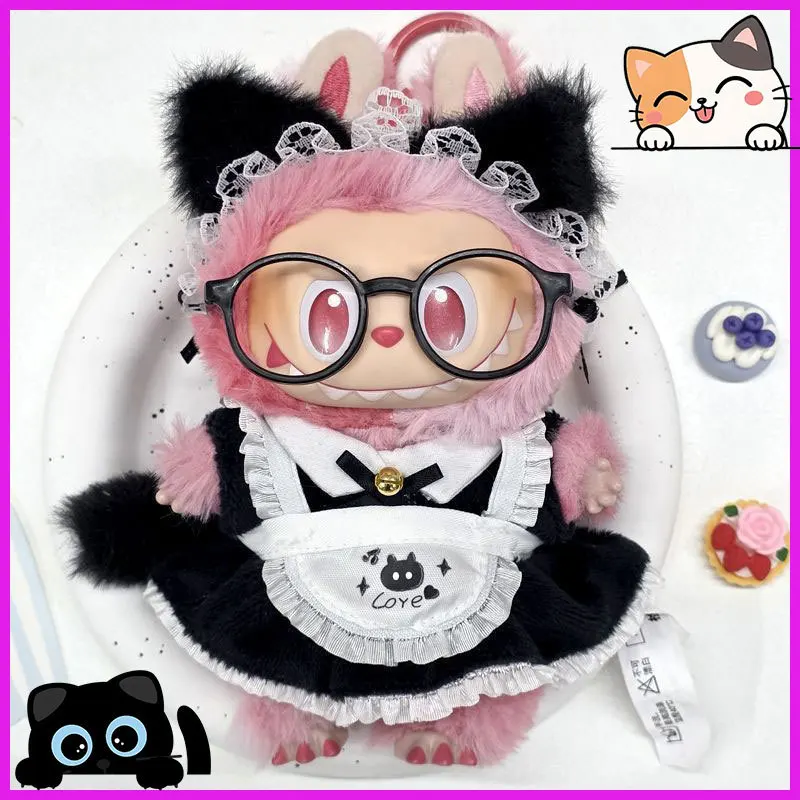 

Для Labubu 17 см платье милый кот костюм горничной с ушками фартук хвост Kawaii ролевой костюм кукла креативные аксессуары-сюрпризы