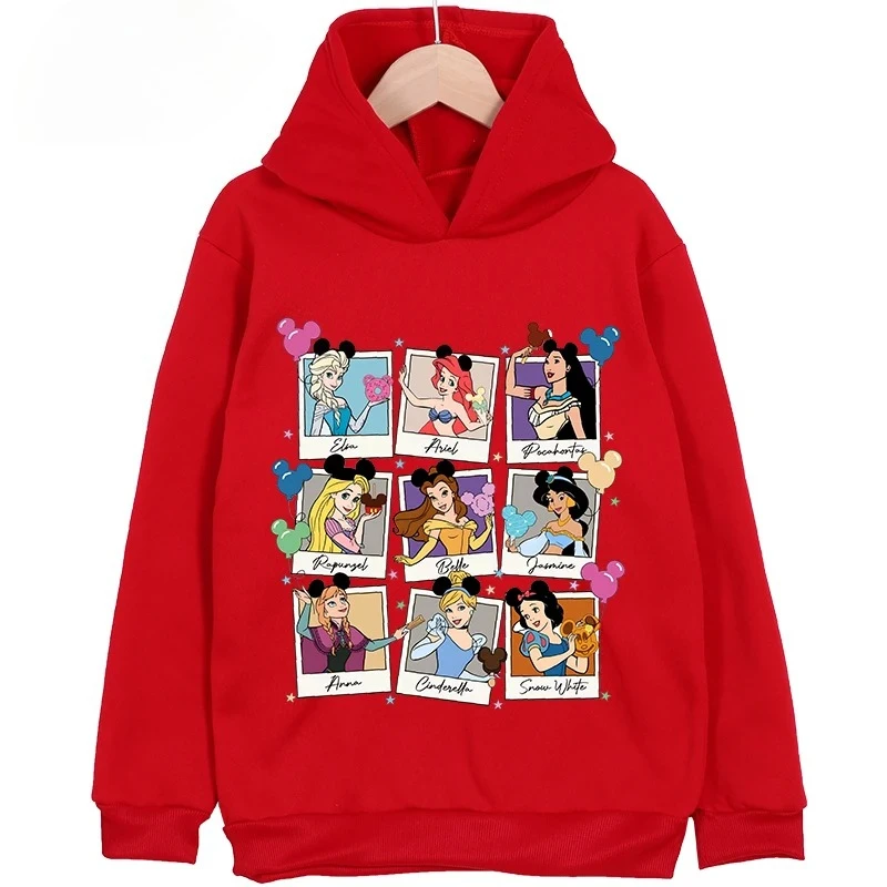 ديزني سندريلا الأميرة إلسا حورية البحر فتاة هوديي الشارع رياضي عادية لطيف الكرتون الاطفال طويلة الأكمام الخريف الشتاء البلوز #3