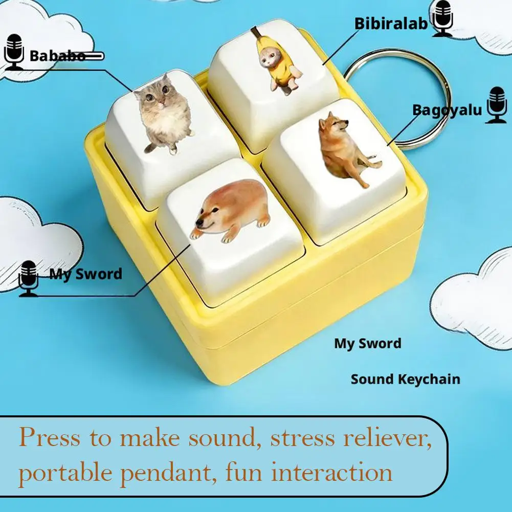 Mechanical Keyboard Fidget Keychain Clicker Toy with Satisfying Sound Stress Relief Button Keycap Toy for Kids Adults Anxiety