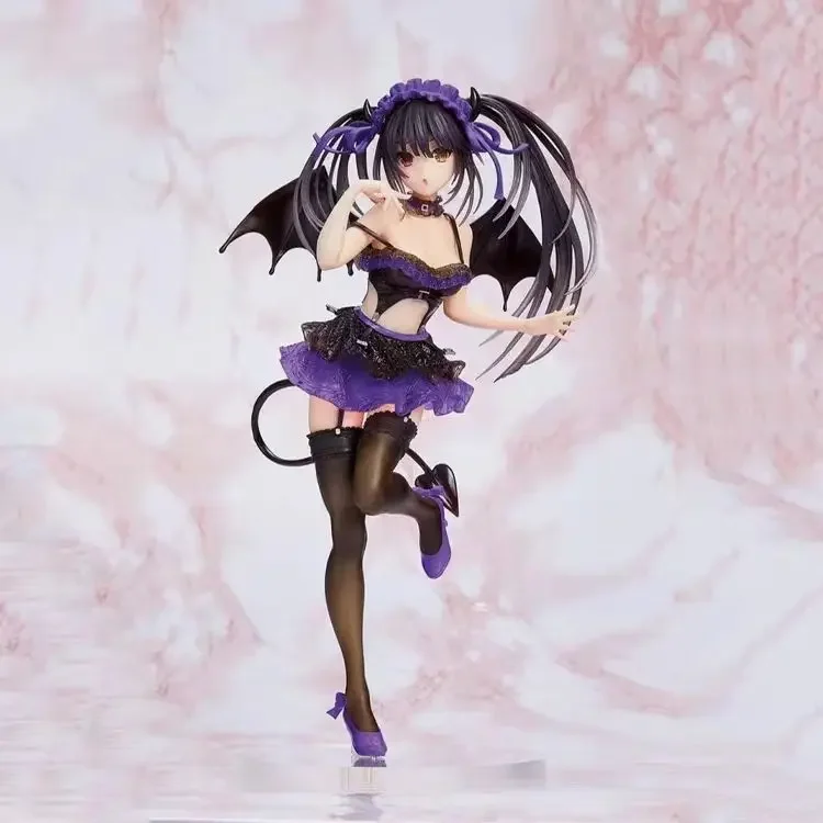 New 21cm DATE A LIVE Figure Tokisaki Kurumi Anime Figure Kawaii Girl Model Purple Elf Collection Peripheral Room Decoration Gift