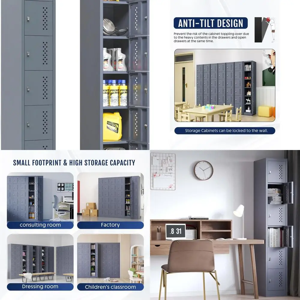 

Металлический шкаф-локер с 6 дверцами, высотой 71 дюйм, с замком, для офисов, школ, спортзалов и хозяйственных помещений