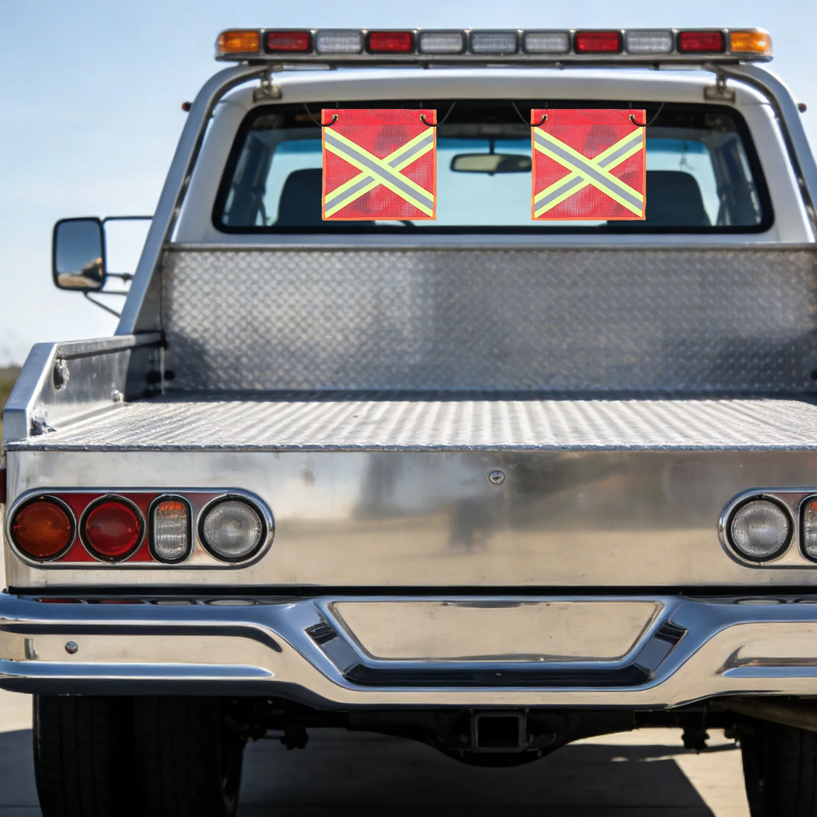 

2Pcs Reflective Safety Warning Flag Mesh for Truck Trailer Offroad Night Driving Fog Rain Weatherproof PVC Visibility Banner