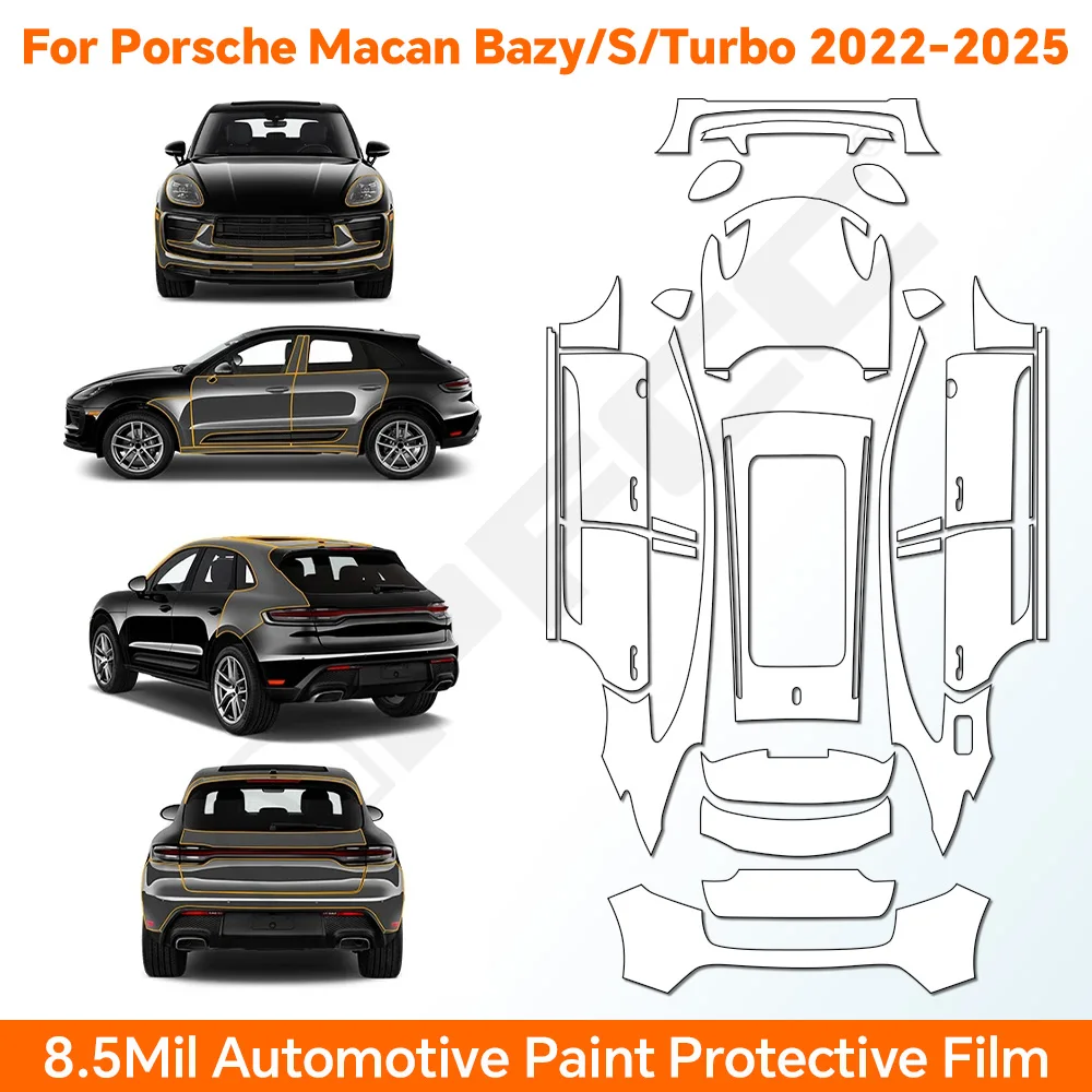 

9MIL For Porsche Macan Base S Turbo 2022-2025 Paint Protection Film Clear Bra Pre-cut PPF Car Body Anti-Scratch Resistant Cover