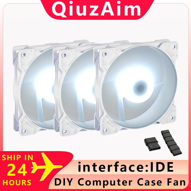 

QiuzAim Three in one set gaming pc case 120mm fan PC cpu Processor Cooler DIY Cooling Fan Desktop Chassis Power DC12V Big 4Pin