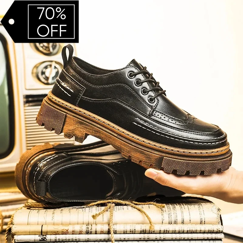 

Кожаные туфли Brock 2026, Новые мужские деловые классические кожаные туфли, Модные и универсальные туфли в британском ретро-стиле