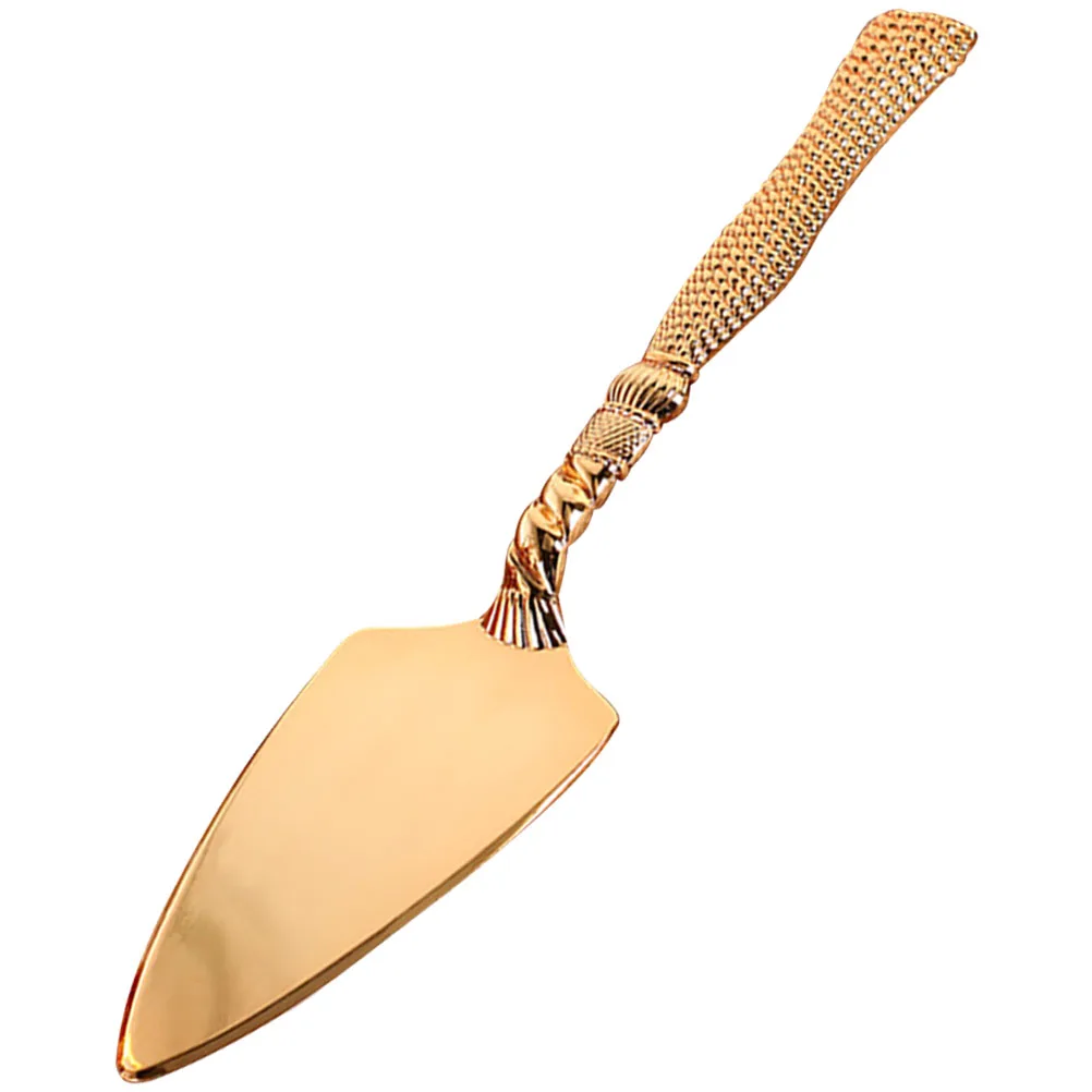 

Golden Baking Shovel Zinc Alloy Pizza Server Tool Portable Cake Spatula Simple Design Heat Insulation Anti for Home