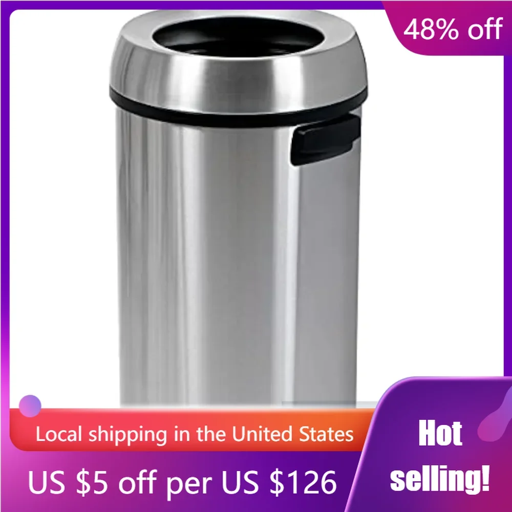 

Commercial Grade Wastebasket 65 Liter Open Top Trash Can Bin Stainless Steel Freight Free Household Cleaning Tools Accessories