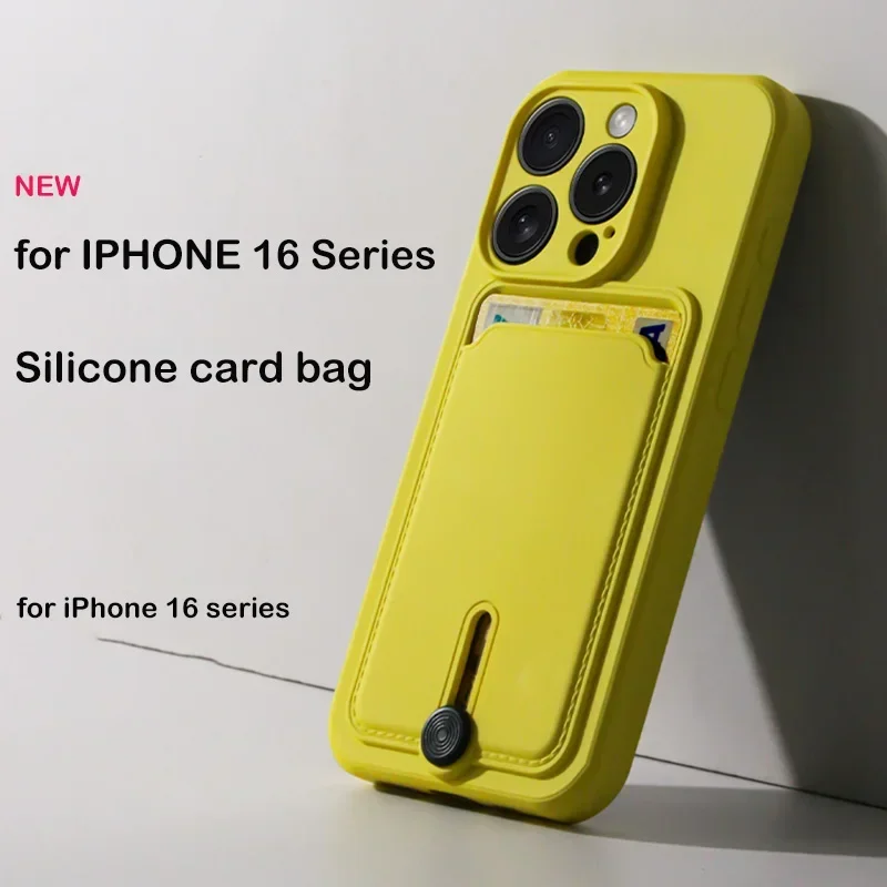 

mobile phone case card slot for iphone 16 15 14 13 12 11 pro max mini plus silicone soft tpu Credit card bag cover case