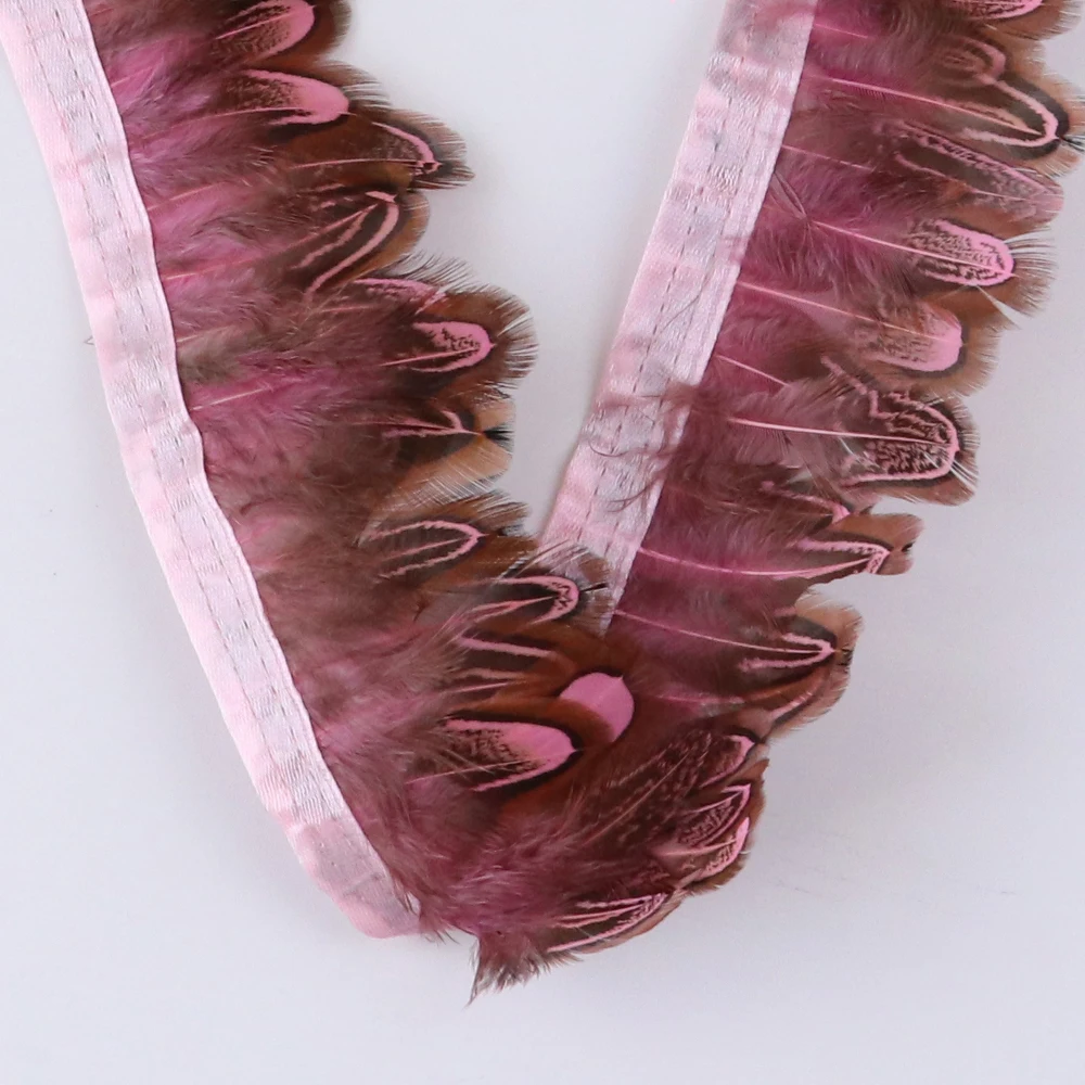 Wholesale 5 Yards Natural Pheasant Feather Ribbon Feathers Trim Fringe Clothing Accessories Wedding Clothing Decoration