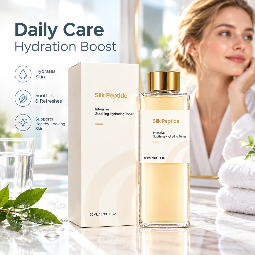 Silk Peptide Smoothing Toner 100ml Soothe Sensitive Skin Daily Mask Makeup Base Deep Moisturizing Revitalize for All Seasons