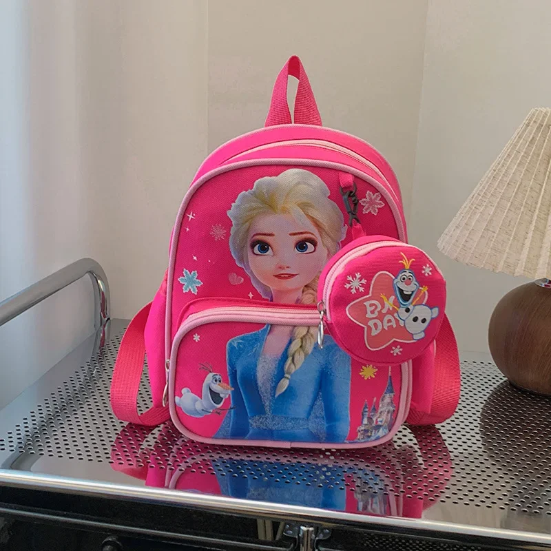 Disney Frozen Elsa New Schoolbag Kindergarten Cute Cartoon Backpack Boys and Girls Shoulder Bag handbag coin purse