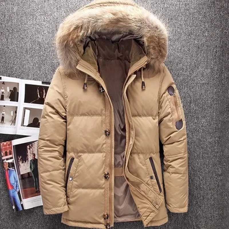 Winter Big Genuine Fur Hood Duck Down Jackets Men Warm High Quality Down Coats  Male Casual Winter Outerwer Down Parkas JK-633