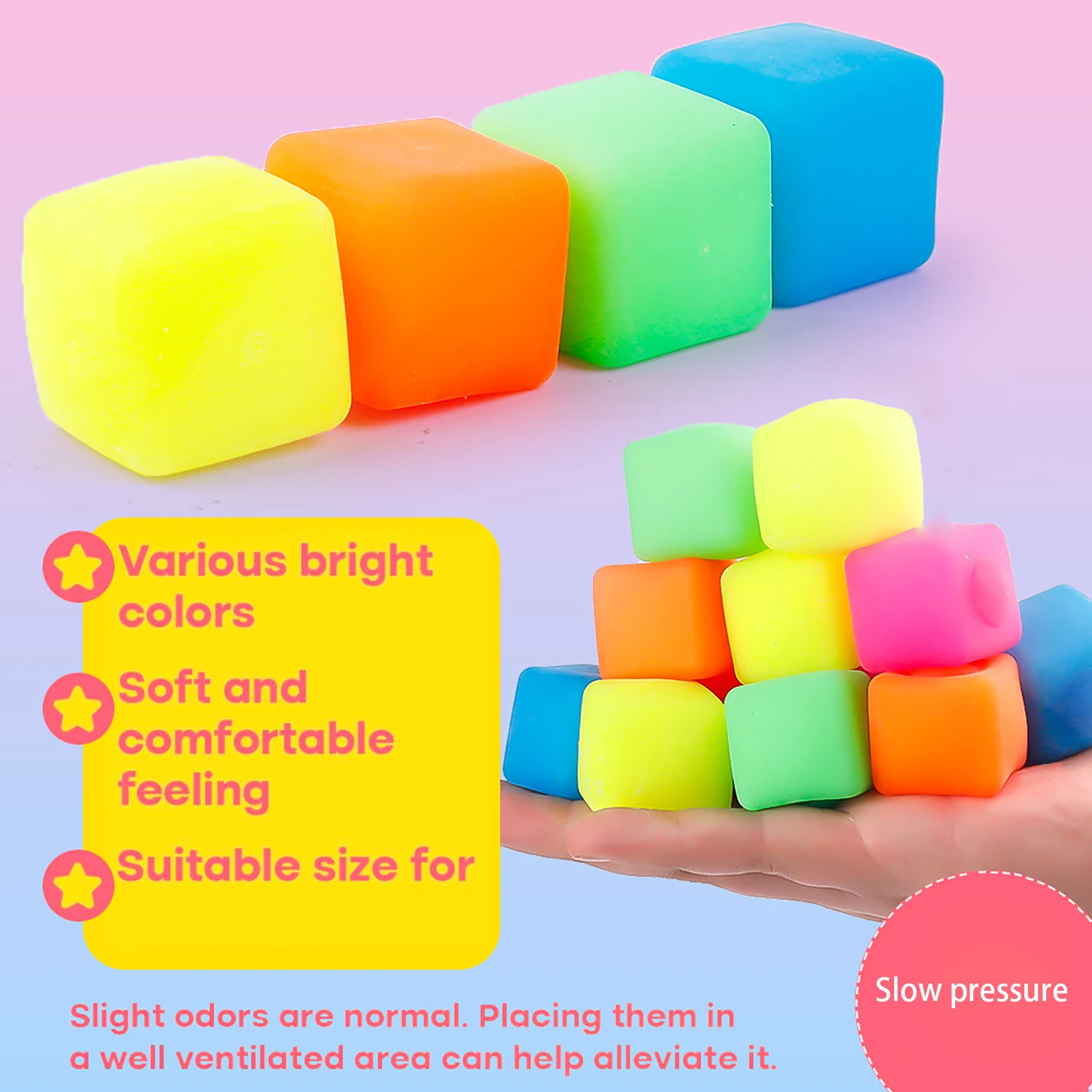 Mini cubo de beliscar, liberação de estresse de brinquedo de descompressão de rebote lento, ferramenta portátil de alívio de pressão