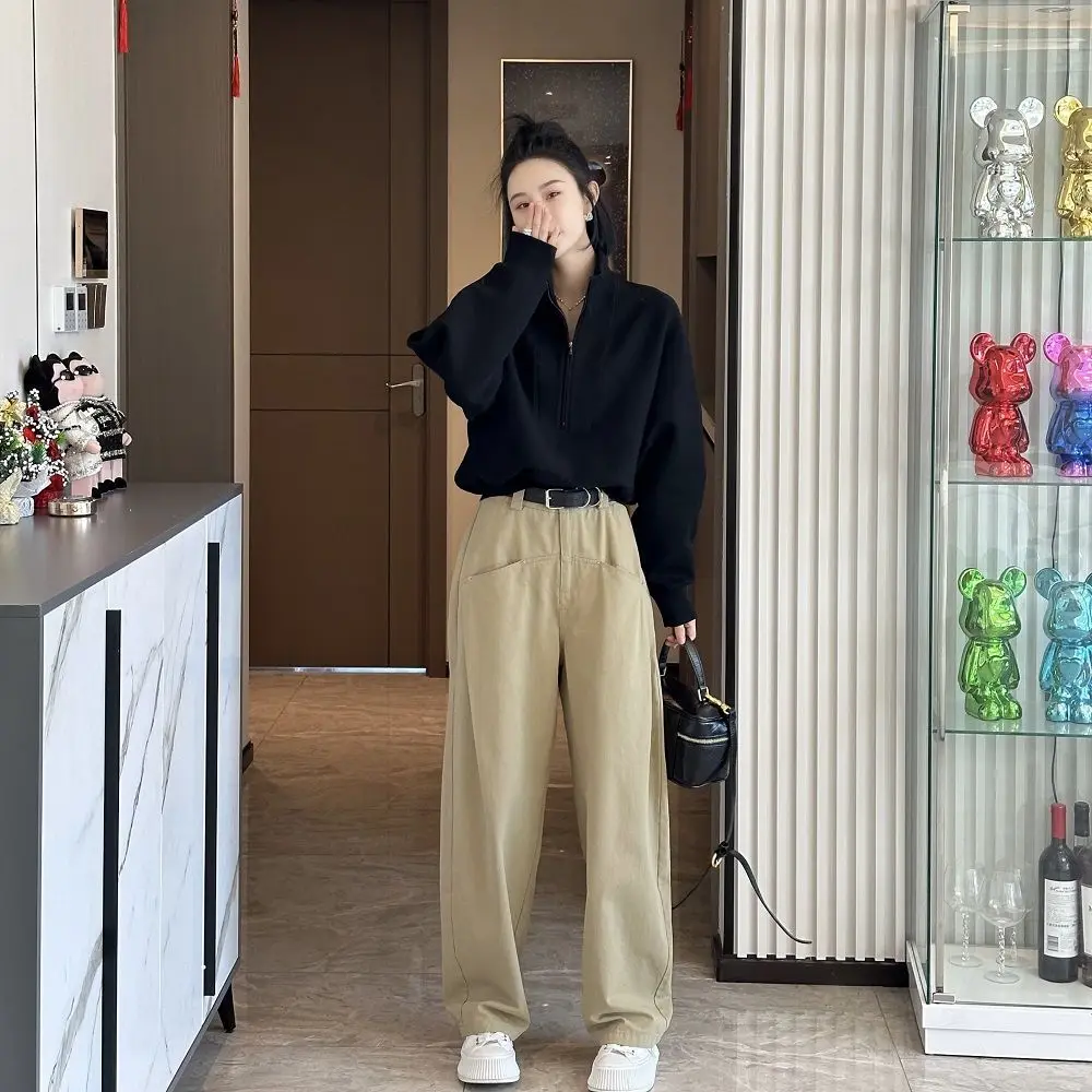 بلوزات نسائية كاجوال مصممة على الطراز الأمريكي ملابس نسائية مبسطة بلون سادة ورقبة دائرية وتفاصيل مقاس مزيج من القطن #3