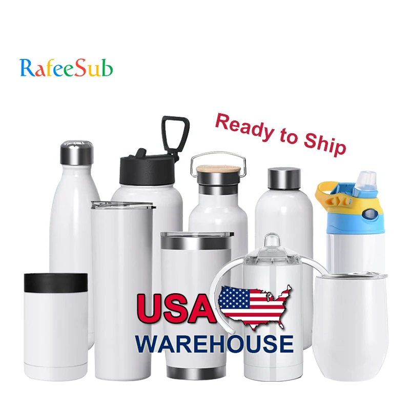 Rafeesub Ready to Ship USA Warehouse Wholesale Bulk 12oz 15oz 20oz 30oz 40oz Skinny Straight Blank Sublimation Tumbler Cup Mug