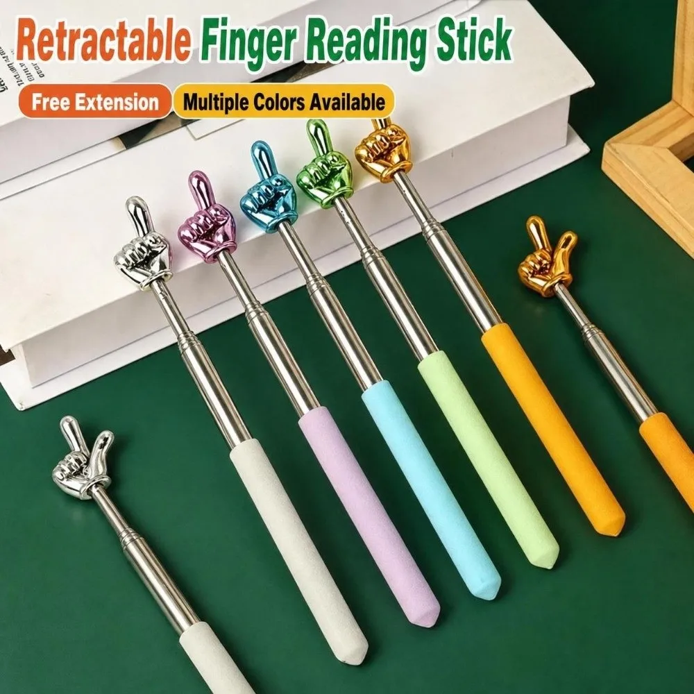 Lightweight Non-Slip Handle Retractable Reading Stick Finger Design Extendable Teaching Stick Teaching Pointer Reading