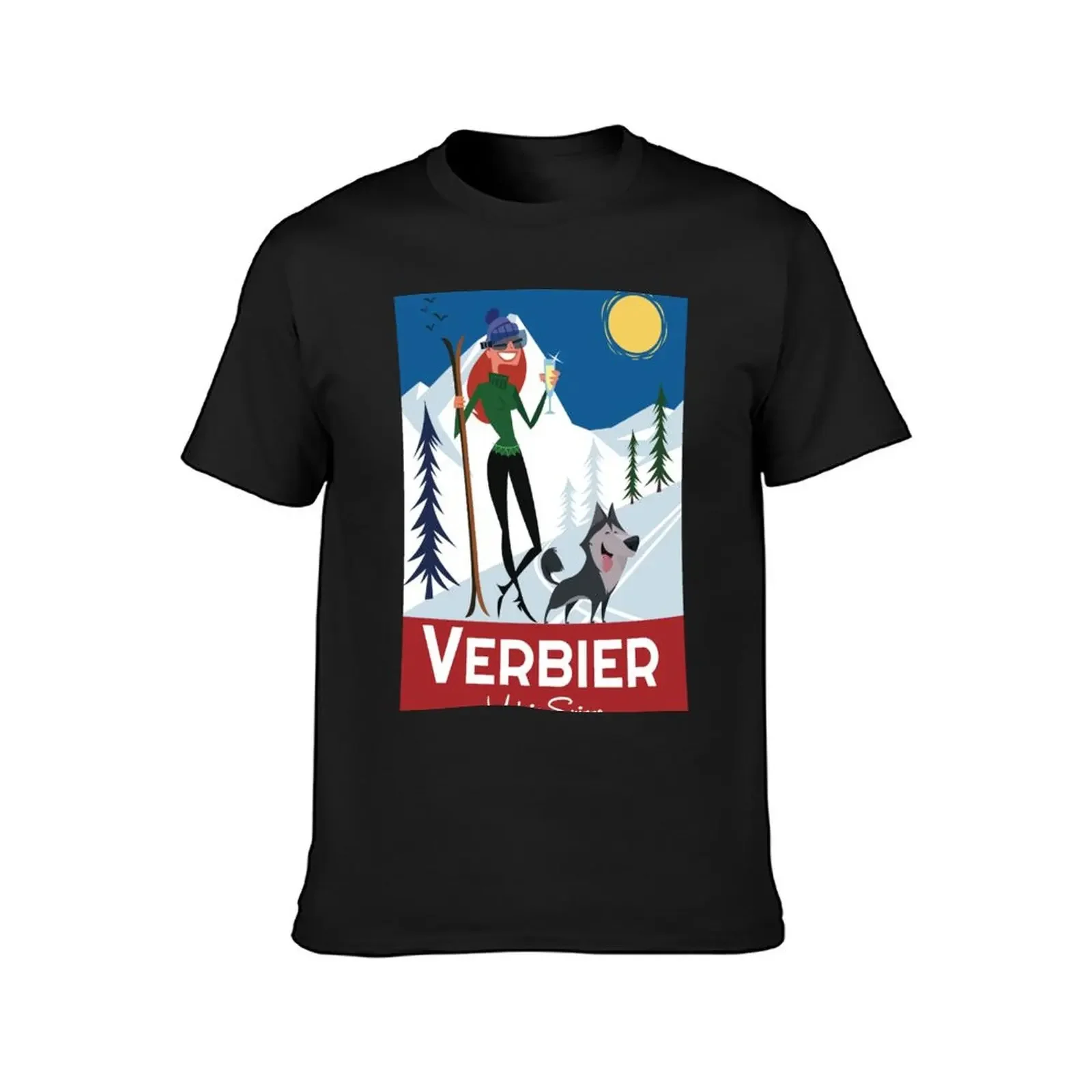 Verbier poster T-Shirt oversized vintage plain white t shirts men