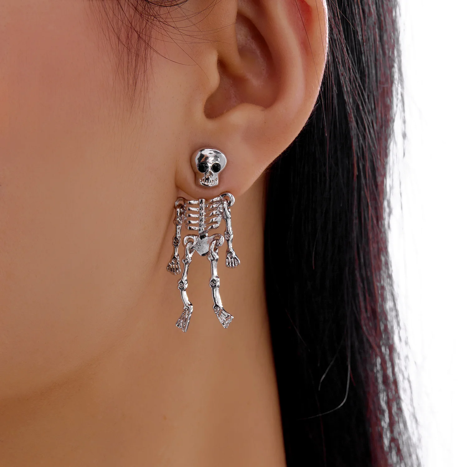 

Halloween Retro Skull Skeleton Moon Earrings Hook Dangle for Women Silver Color Metal Dangle Earring Festival PARTY Jewelry Gift
