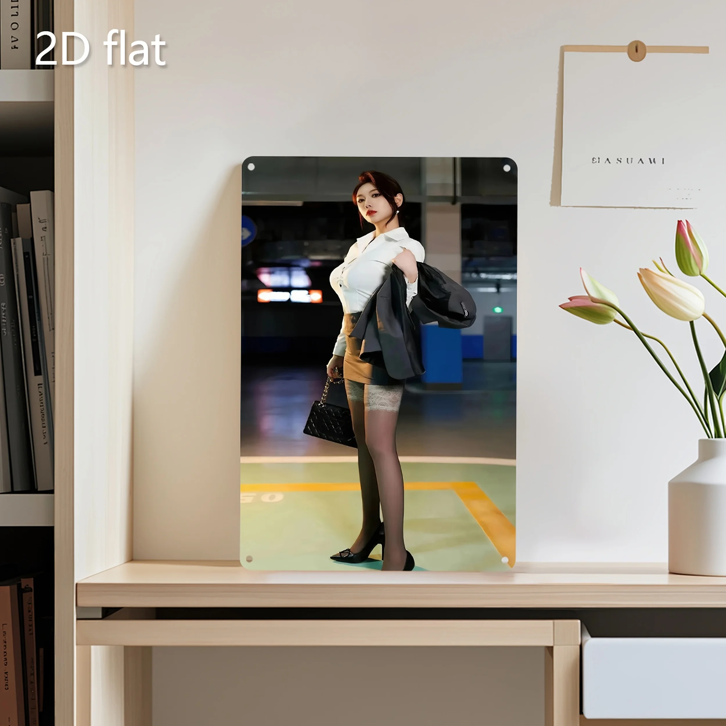 

Fashion Lady Tin Wall Art, 2D Weatherproof Metal Sign for Indoor & Outdoor Home Garden Decor.