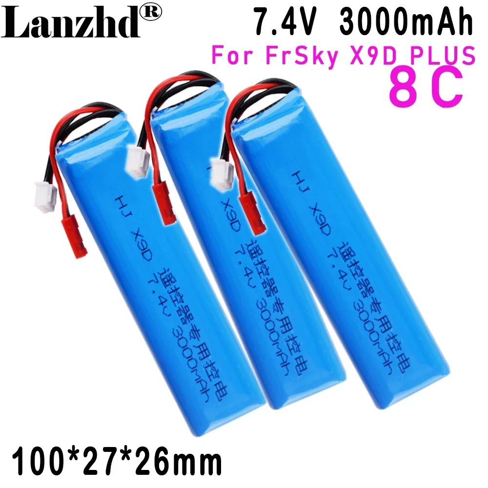 

2S 7.4V 3000mAh Upgrade Rechargeable Lithium Lipo Battery for Taranis X9D Plus Transmitter Toy Accessories