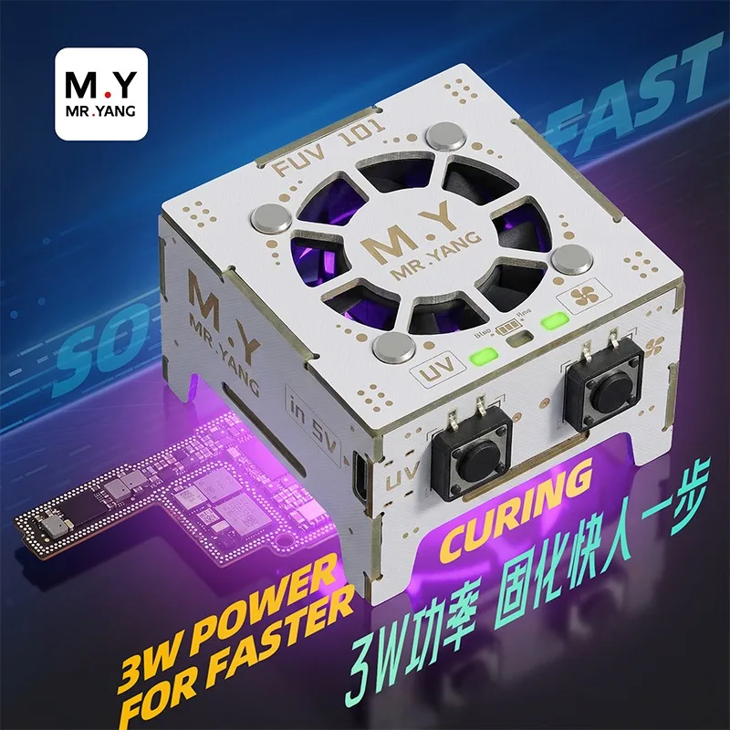 

Вентилятор для УФ-отверждения MY Mr.YANG FUV 101, 3 Вт, сверхбыстрое охлаждение, управление одной кнопкой, для ремонта телефонов и отверждения клея
