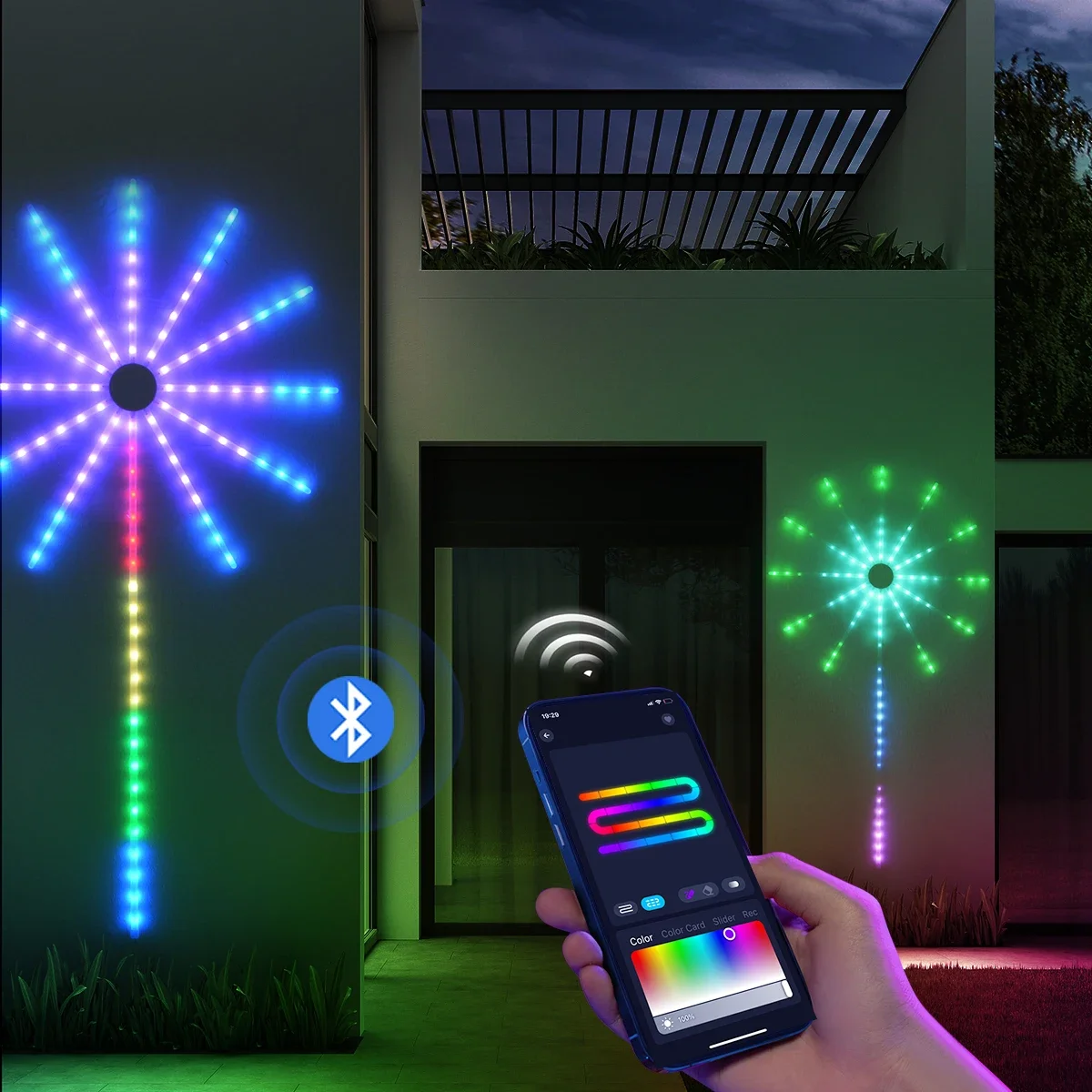 Bande lumineuse LED feux d'artifice, guirxiété lumineuse RVB, néon extérieur, guirxiété, lumières dégradées USB, décoration de jardin et de fête de Noël, bricolage