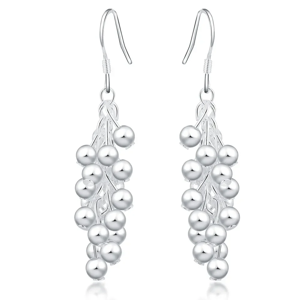 women lady cute fashion personality charm silver color grape clusters earrings Refined elegance woman favorite jewelry E008