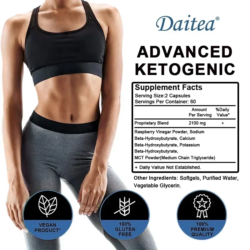 Daitea Keto BHB Capsules Help Digestion, Burn Fat, Control Appetite, Immunity, Control Weight, Detoxification, Concentration