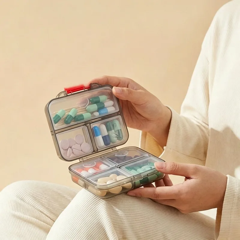 Tragbarer Reise-Pillen-Organizer, feuchtigkeitsbeständige Pillenbox, Mini-Medikamenten-Vitamin-Aufbewahrungsbox für Tasche, Handtasche, Outdoor und den täglichen Gebrauch. – Detail 4