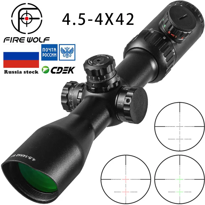 

4.5-14X42 Hunting Riflescopes Bevel Side Double Cross Red Green Focus Tactical Optical Scope Sight Sniper