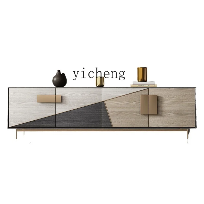 

Tqh TV Cabinet and Tea Table Combination Modern Villa Light Luxury Living Room Floor Cabinet Bedroom Storage Side Cabinet