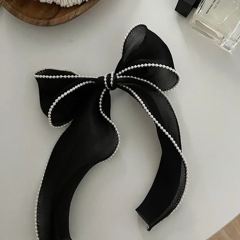 Fashion Butterfly Pearl Ribbon Hair Clips for Women Korean Design Elegant Bowknot Spring Hairpin Hair Accessories