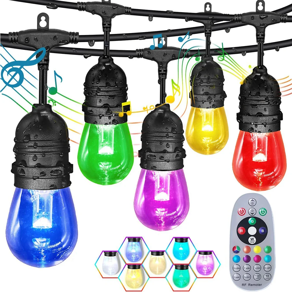 10/5M Rgb Patio Lichtslingers E27 Lampen Fairy Guirlande Licht Outdoor Waterdichte Voor Bruiloft Kerstmis Nieuwjaar party Garden Decor