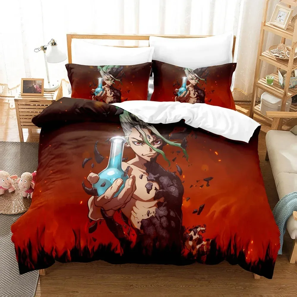 

3D Print Dr.Stone Senku Bedding Set For Bedroom Soft Modern Bedspreads Comefortable Kids Duvet Cover Quilt Cover And Pillowcase