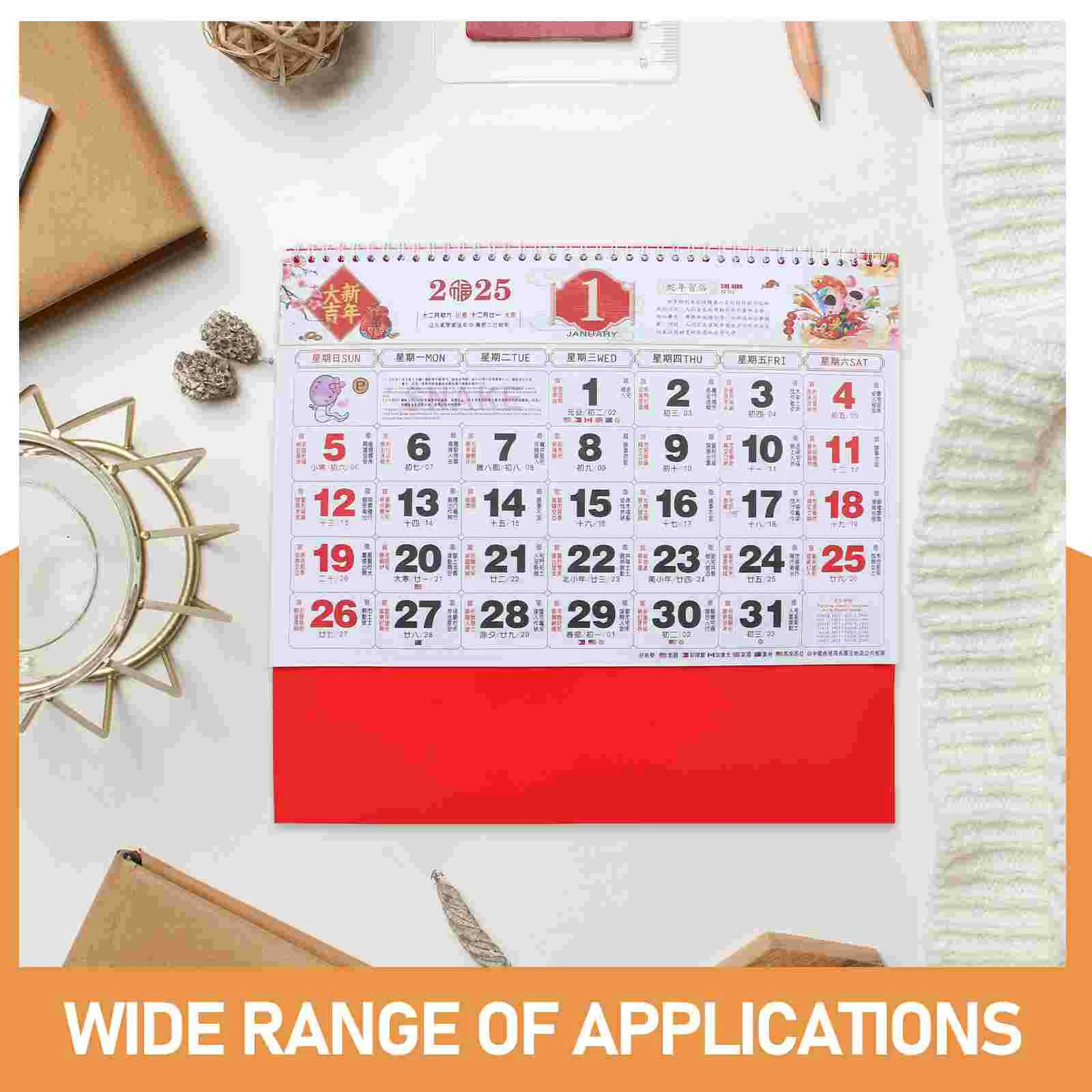 Year of The Snake Wall Calendar 2025 Monthly New Chinese Decorative Hanging Lunar