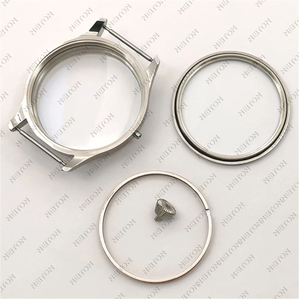 44mm Watch Case Solid Stainless Steel For ETA 6498 6497 Sea Gull ST3600 Movement Accessories Parts