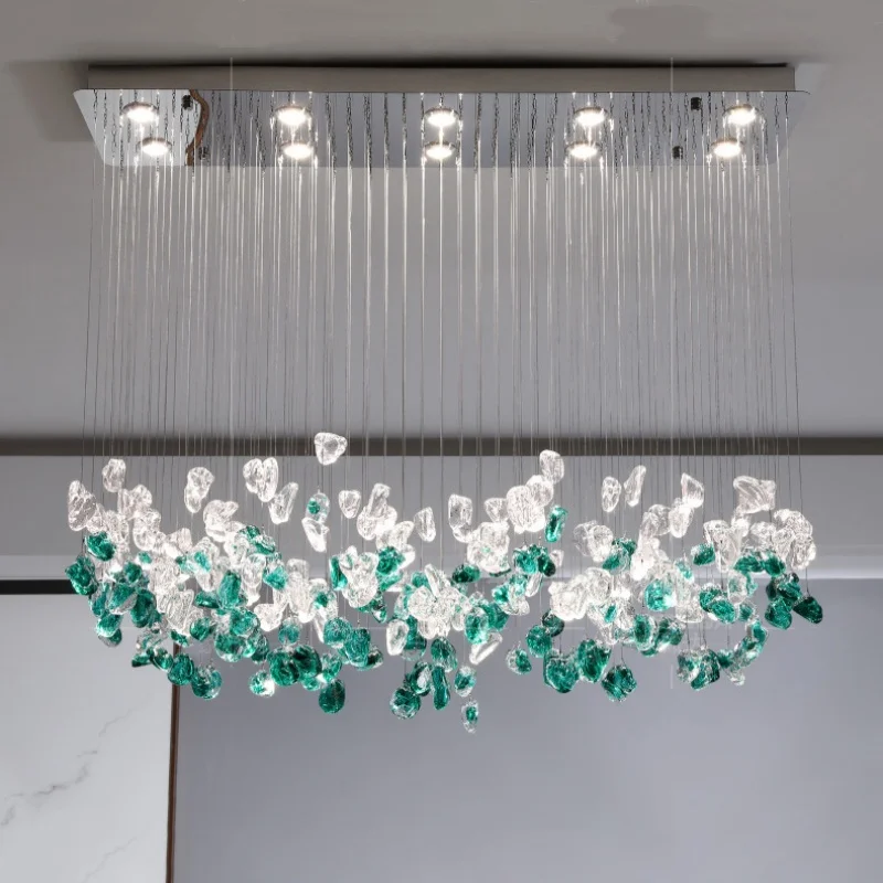 

Modern Luxury Led Pendant Lights For Dining Room Art Decor Glass Stone Chandeliers Lighting Lustre Loft Hanging Lamp Luminarias