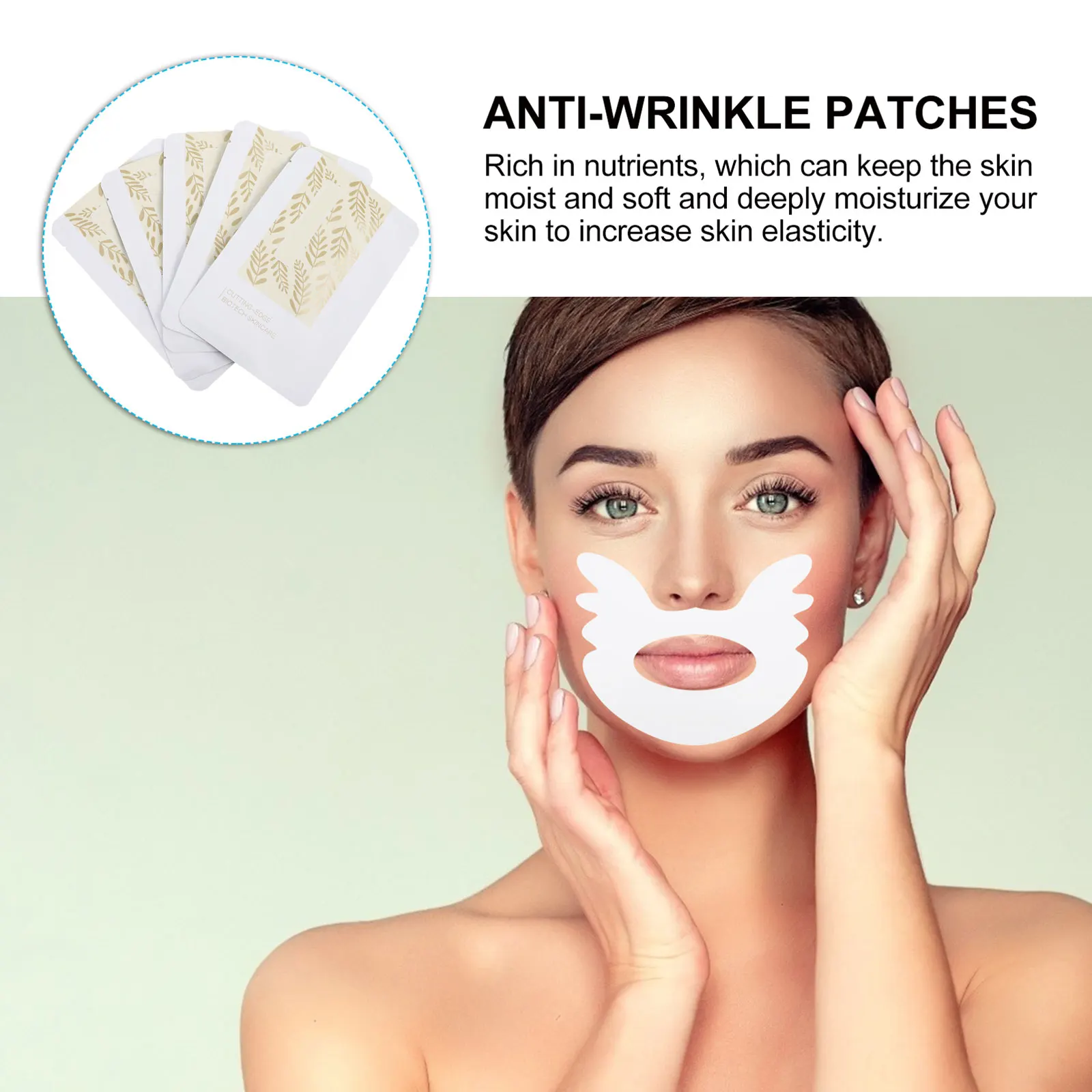 5 Pezzi Patch Premium Naturali Idratanti per Trattamento Anti-Rughe e Rassodanti per Pieghe Nasolabiali e Mento