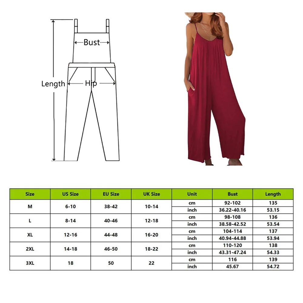 WEIRDO Women Strap Loose Jumpsuit Romper Boat Neck Sleeveless Playsuits Wide-Leg Trousers Solid Dungaree Bib Overalls