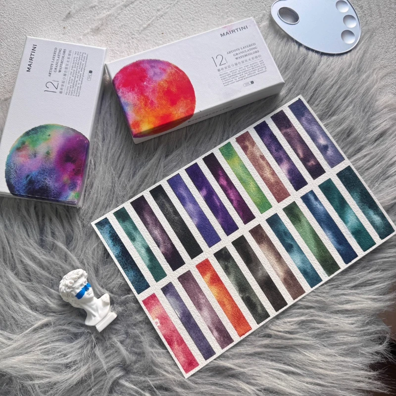 Mairtini New Planet Series Layered Color Watercolor Pigment Set 12 Colors 5ml Tube Precipitation Color Painting Art Supplies
