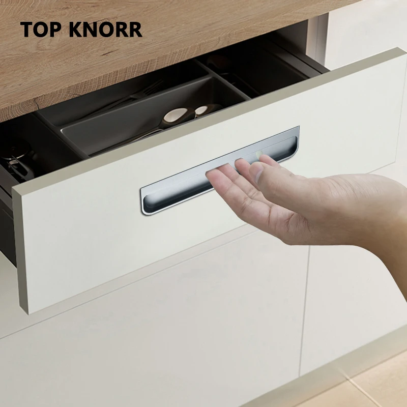 Poignée de Porte Coulissante Cachée, Meuble Moderne, Or, Noir