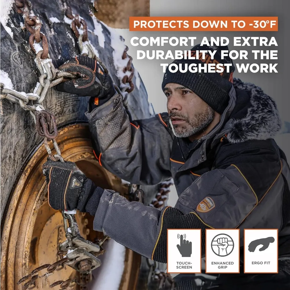 قفازات عمل معزولة للبرد الشديد، مريحة تقييمها إلى -30 ° F، تقنية القوة القطبية، حماية شديدة التحمل