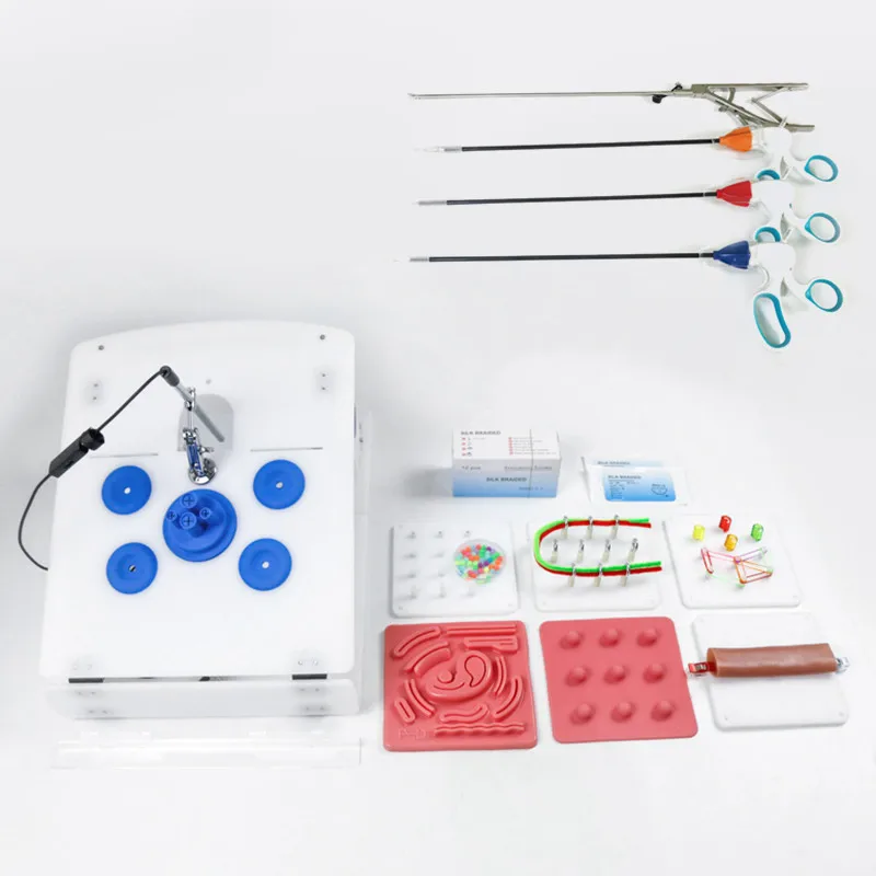 New Laparoscopic Training Box set Teaching Wiht Straight Camera Practice Student Doctors Nurse Simulated Surgical instruments